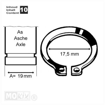Seegerring/Sicherungsring außen 19 mm-innen 17,5 mm 10 Stück