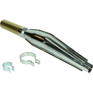 Auspuff Crossdämpfer 32mm Anschluss mit Halter (Expansion) Chrom/Gold Jamarcol Moped universell Kreidler/Zündapp/Puch