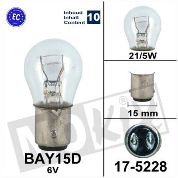 Glühlampe BAY15D 6V 21/5W Flosser (10 Stück)