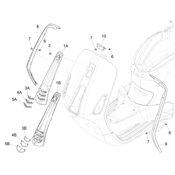 Abdeckplatte Frontverkleidung - Beinschild-Zierleiste Vespa Sprint 50 4T 3V IGET Titanium Grau 707/C