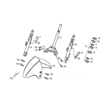Vorderradgabel/Kotflügel/Steuersatz Sym X'PRO 125 Rot (R010CA)