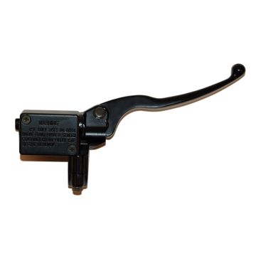 Bremspumpe komplett mit Bremshebelanschluss Bremsleitung unten - universal - Kolbendurchmesser = 12/7 mm - rechts schwarz