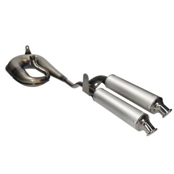 Auspuffkreis Doppeldämpfer Vespa Ciao weiß/Aluminium Tecno