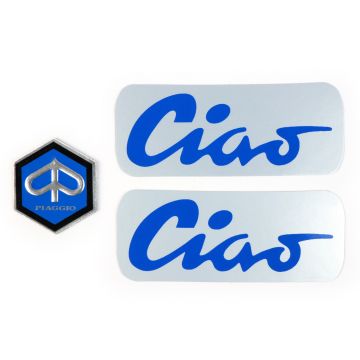 Aufklebersatz/Emblemsatz Rahmen Ciao Aluminium, schwarz/blau Piaggio Ciao