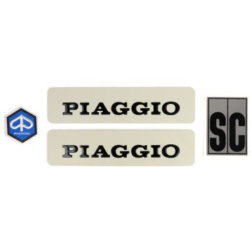 Aufklebersatz/Emblemsatz Rahmen SC Aluminium, schwarz/blau Piaggio Ciao