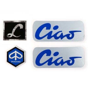 Aufklebersatz/Emblemsatz Rahmen Ciao Lusso Aluminium, schwarz/blau Piaggio Ciao Lusso