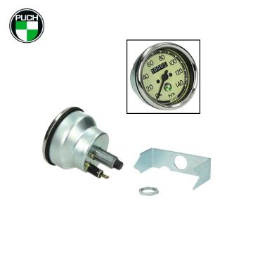 Tacho ø 80mm bis 140km Puch-Logo cremefarbenes Zifferblatt