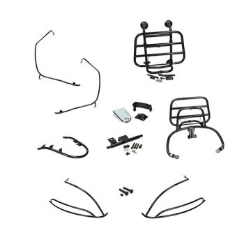 Sturzbügel-Set komplett mit Trägern in Erstausrüsterqualität für Vespa Primavera/Sprint, mattschwarz, 5-teilig