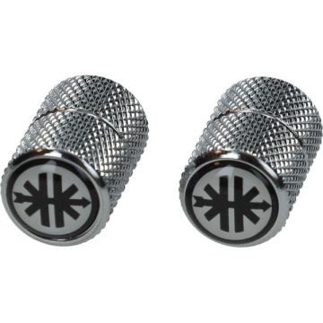 Ventilkappen-Set mit schwarz/weißem Logo Kreidler Chrom