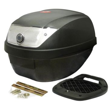 Topcase 28 Liter schwarz matt mit Schnellwechselplatte WR KXM (weißer Reflektor)