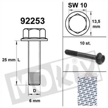 Flanschschraube Rahmen SW10 M6x25 schwarz 10 Stück
