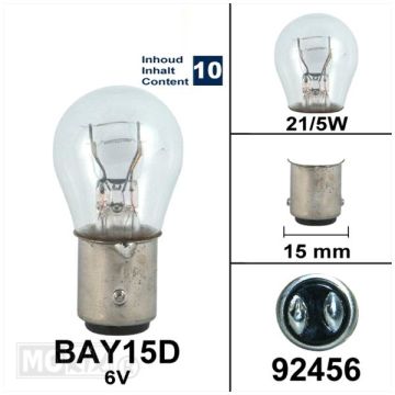 Glühlampe 6V 21/5W BAY15D 10 Stück