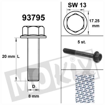 Schrauben für Flanschrahmen SW13 M8x20 schwarz (5 Stk)