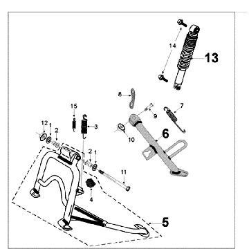 Teleskop hinten und Ständer Peugeot Tweet altgrau