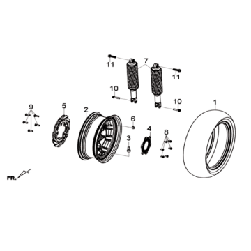Hinterrad - Stoßdämpfer Sym Joymax 300i 4T LC ABS Euro 3 2014-2016