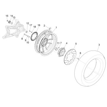 Vespa GTS 125 4-Takt IE ABS Euro4 Hinterrad 2016-2018