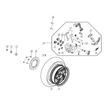 Hinterrad Kymco Xciting 400i Gelb
