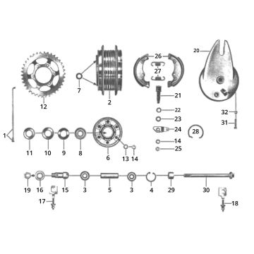 Zundapp C50 Sport 517-21LA Hinterrad