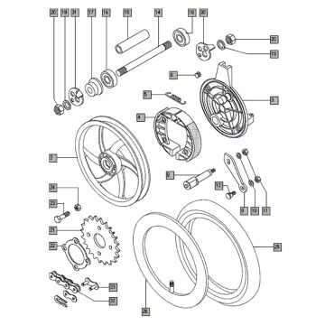 Achterwiel nieuw Tomos QUADRO E-START (25-45KMH) (K8-L0)