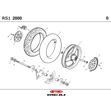 Hinterrad Rieju Rs1 gelb- blau 2001 2-Takt