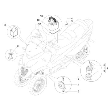 Batterie - Hupe - Starterrelais Piaggio MP3 500 LT Business 2014-2016