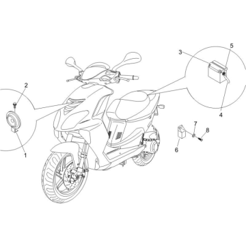 Batterie - Hupe - Starterrelais Piaggio NRG Power DD 50 2T LC 2007-2017