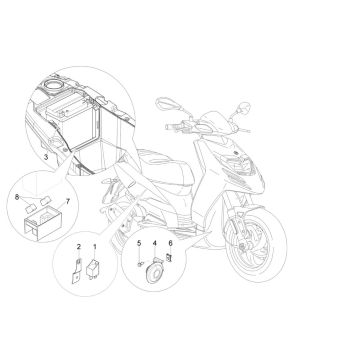 Batterie - Hupe - Starterrelais Piaggio Typhoon 50 2-Takt Euro 3 2011