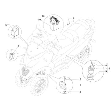Fernschalter - Batterie - Signalhorn - Piaggio MP3 300 ie E4 LT BUSINESS - SPORT NOABS-ABS 2016 - 2018 (EMEA)