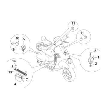 Batterie - Hupe - Starterrelais Vespa GTV 250 ie 4V