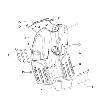 Beinschild Vespa S 50 4T 2V AC 25km/h Titanium Grau 742/B