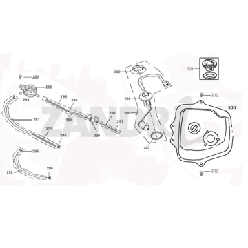 Benzintank - Tankgeber - Benzinhahn Santini Capri 50 4T AC Braun
