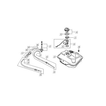 Benzintank - Tankgeber - Benzinhahn Kymco DJ 50 2T AC Silber