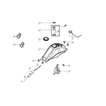 Benzintank - Tankgeber - Benzinhahn Kymco K-Pipe 50 4T AC glänzend Schwarz