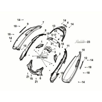 Body cover - tail light Sym Fiddle IV 125i AC CBS E5 2020-2021 SLATE BLUE/ SUBMARINE GREY (GY7547UL)