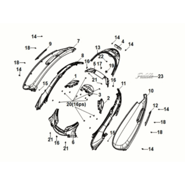 Body cover Sym Fiddle IV 125i AC CBS E5 2020-2021 WHITE (WH-1808P)