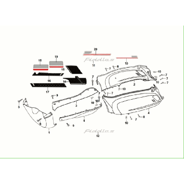 Motorverkleidungen - Verkleidung Unten - Unterbodenspoiler Sym Fiddle ll 50 4T AC Euro 5 Mattgrün (GN-371U)