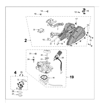 Carburateur Peugeot Tweet 125 E3 2010-2013