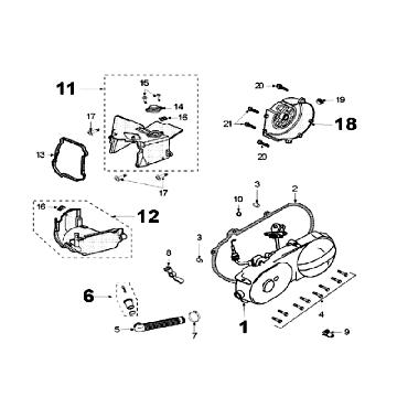 Motordeckel mit Pick-up-Sensor Peugeot V-Clic 50 4T AC Silbergrau