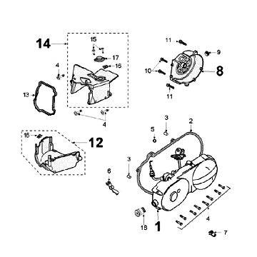 Kurbelgehäusedeckel Peugeot Kisbee braun