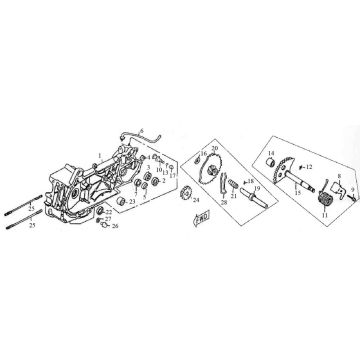 Motorgehäuse - Kickstarterwelle Edwards Tomorrow Grande Retro 125 4T AC
