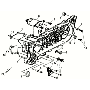 Motorgehäuse - Anlasser Sym Allo GT 50 4T AC Weiß Silber (WH-006 S882U)