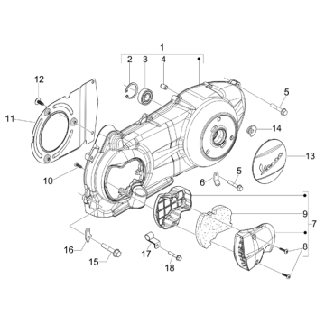 Kurbelgehäusedeckel Vespa GTS 300 dh 2008-2016 (mit und ohne ABS)