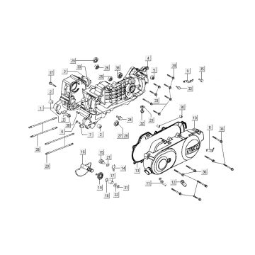 Motorgehäuse - Motordeckel - Kickstarterwelle Kymco Sento 50 4T AC Frühlingsweiß