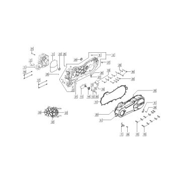 Kurbelgehäusehälften Kymco Super 8 4-Takt (2007-2009) Rot Schwarz