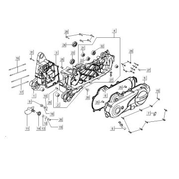 Motorgehäuse - Motordeckel - Kickstarterwelle Kymco Vitality 50 4T AC Diamantschwarz