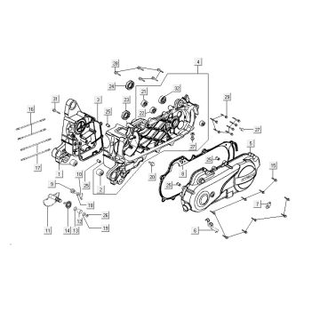 Motorgehäuse - Motordeckel - Kickstarterwelle Kymco VP 50 4T AC Braun metallic