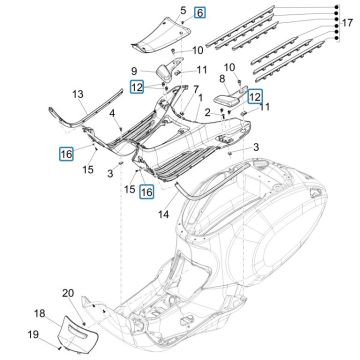 Mittelabdeckung - Fußstütze Vespa Sprint 125 4T 3V IE ABS