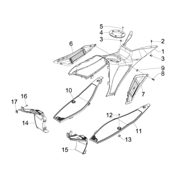 Mittelabdeckung - Fußstütze Gilera Runner 50 SP 2010-2017