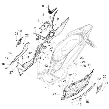 Zentralverkleidung - Piaggio Medley 150 4T IE ABS E4 2016-2020 Fußstütze (EMEA)