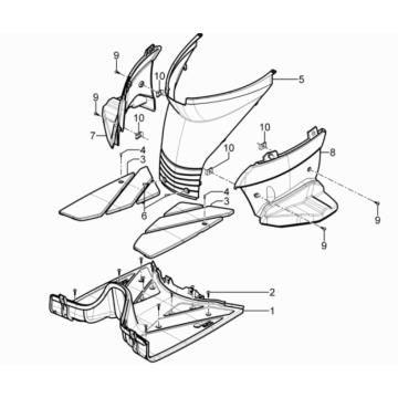 Fußbrett - Piaggio Typhoon 2-Takt Euro 3 2011 Fußstütze
